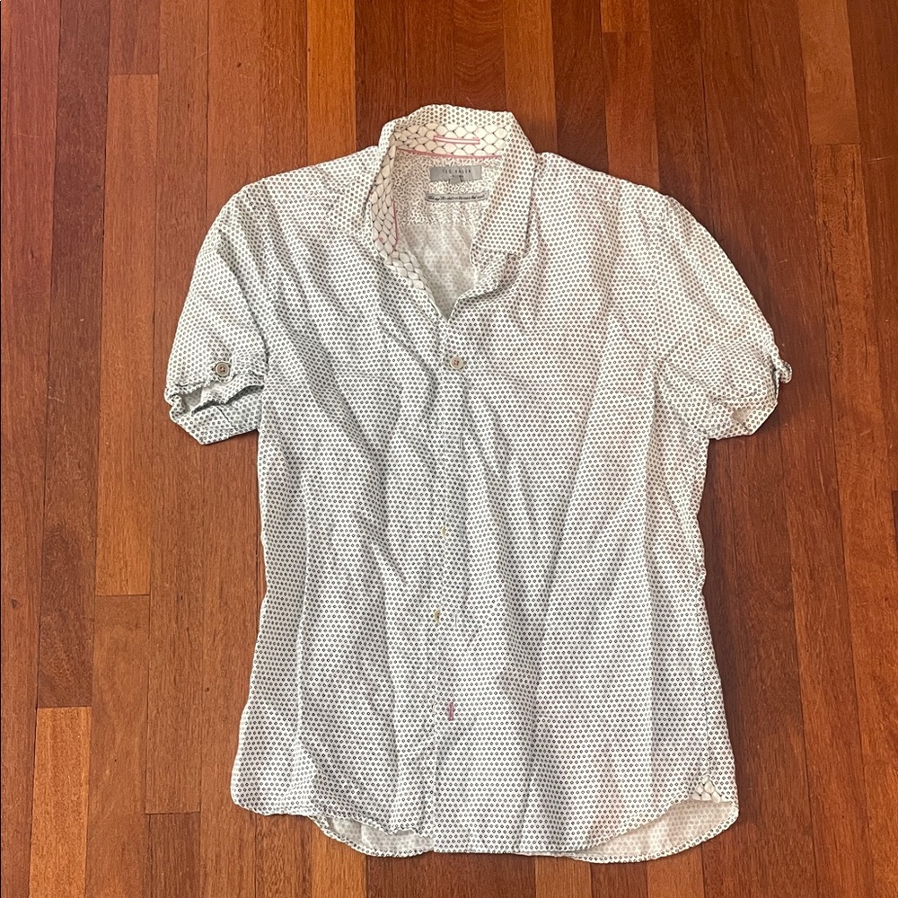Ted Baker London White and Black Dotted Shirt